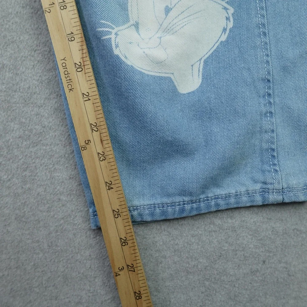Justice x Looney Tunes Jeans Girls 18 Blue Bugs Bunny Wide Leg Cargo Carpenter